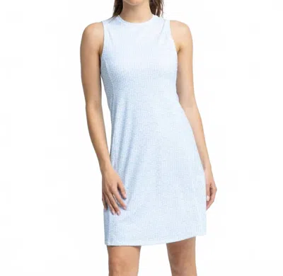 Southern Tide Lyllee Geo Printed Performance Dress In Classic White In Blue