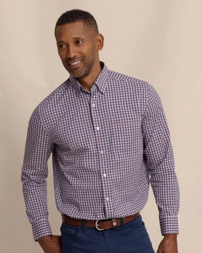 Southern Tide Macduff Tartan Charleston Sport Shirt In Crab Red In Purple