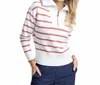 Southern Tide Maizy Quarter Zip Sweater In Dusty Coral In Multi