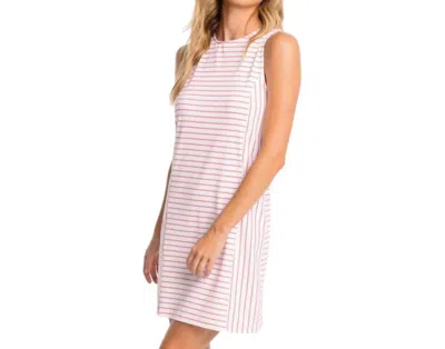 Southern Tide Marlee Stripe Performance Dress In Sunkist Coral In Pink