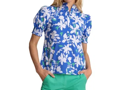 Southern Tide Meadow Blossom Bay Printed Top In Blue Lolite