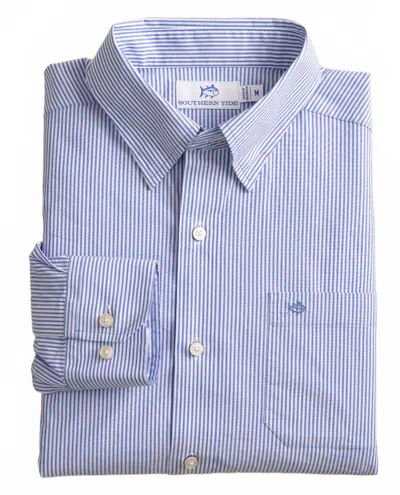 Southern Tide Men's Charleston Granby Stripe Sport Shirt In Cobalt Blue