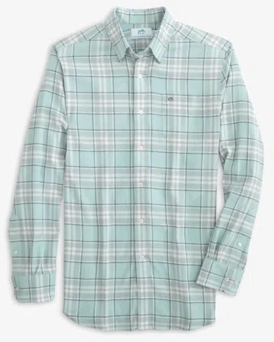 Southern Tide Men's Flannel Reddick Plaid Sportshirt In Summer Aqua In Blue