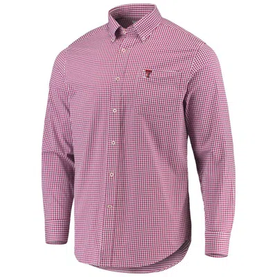 Southern Tide Men's Gingham Texas Tech Intercoastal Sport Shirt In Red/white In Pink