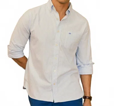 Southern Tide Men's Harborview Charleston Oxford Stripe Sport Shirt In Ocean Channel In Blue