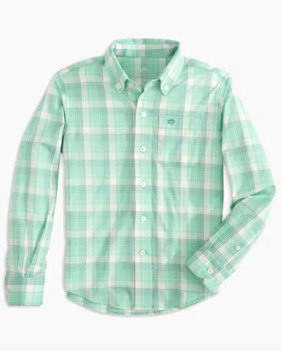 Southern Tide Men's Long Sleeve Carson Plaid Sportshirt In Turquoise Sea In Multi