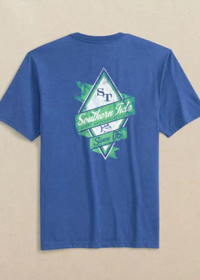 Southern Tide Men's Nautical Diamond Heather Short Sleeve T-shirt In Heather Blue Lolite