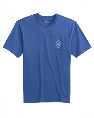 Southern Tide Men's Nautical Diamond Short Sleeve Tee In Heather Blue Lolite