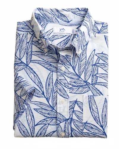 Southern Tide Men's Palms Seersucker Short Sleeve Sport Shirt In Blue Lolite