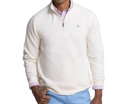 Southern Tide Sandy Cove Pique Quarter Zip Pullover In Sand White