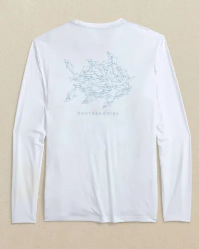 Southern Tide Men's Swarming Sharks Performance Tee In White