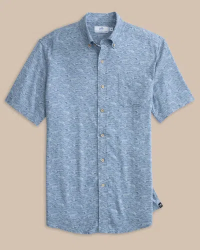Southern Tide Men's Whaler Short Sleeve Shirt In Coronet Blue