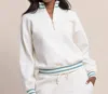 Southern Tide Mercy Luxe Lounge Half Zip Pullover In Sand White In White