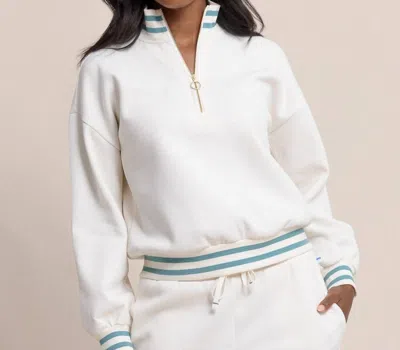 Southern Tide Mercy Luxe Lounge Half Zip Pullover In Sand White