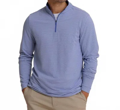 Southern Tide Micro-stripe Heather Quarter Zip Top In University Blue