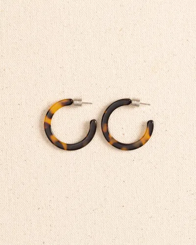 Southern Tide Mini Hoop Earrings In Classic Tortoise