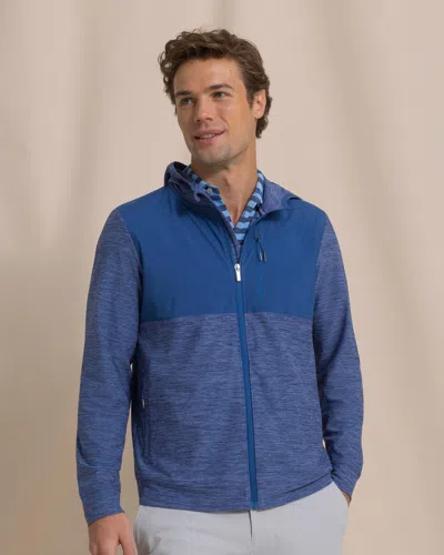 Southern Tide Mixed Media Full Zip Jacket In Blue