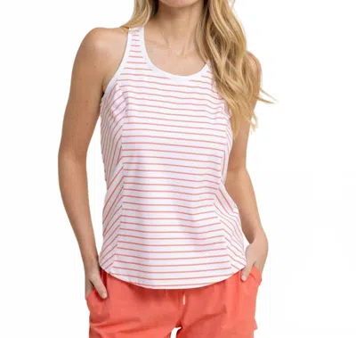 Southern Tide Myra Stripe Racerback Tank Top In Classic White In Multi