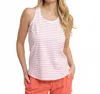 Southern Tide Myra Stripe Racerback Tank Top In Classic White In Pink