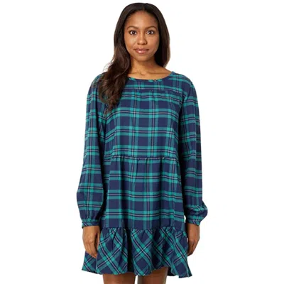 Southern Tide Nadia Flannel Intercostal Dress Green Blue Plaid Jzz362