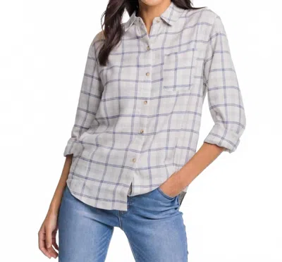 Southern Tide Niki Chilly Morning Plaid Shirt In Marshmallow In Blue