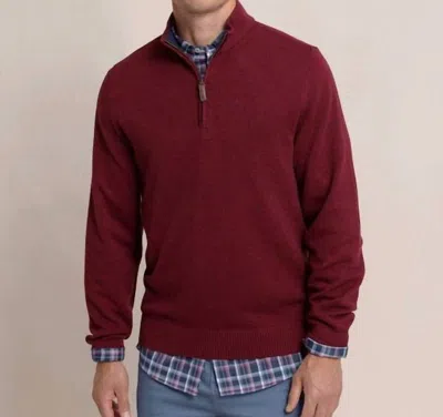Southern Tide Oakatie Heather Quarter Zip Sweater In Heather Muscadine In Red