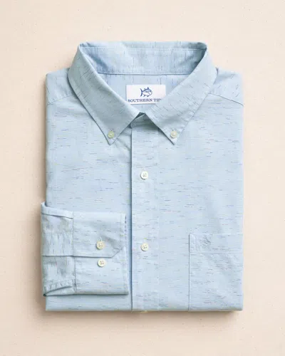 Southern Tide Ocean Mist Slub Sport Shirt In Light Blue