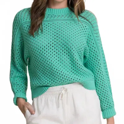 Southern Tide Ophelia Long Sleeve Open Stitch Sweater In Florida Keys In Green