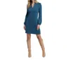 Southern Tide Long Sleeve Quilted Dress In Teal Haze In Multi