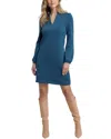Southern Tide Long Sleeve Quilted Dress In Teal Haze In Multi