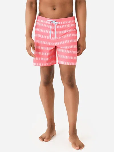 Southern Tide Paddlin' Out Printed Swim Short In Sunkist Coral In Pink