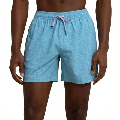 Southern Tide Painted Check Swim Trunk In Wake Blue