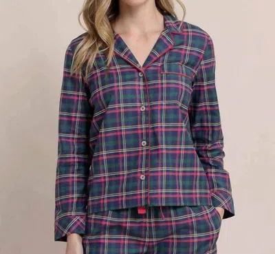 Southern Tide Partridgeberry Plaid Lounge Shirt In Dress Blue