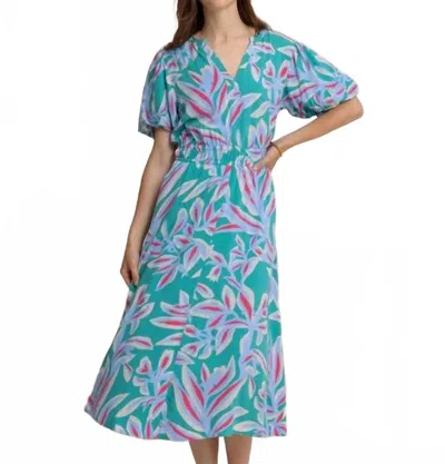 Southern Tide Penni Vintage Gardens Midi Dress In Spruce Shade In Blue