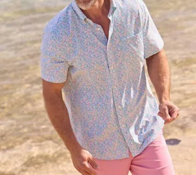 Southern Tide Petal Party Intercoastal Short Sleeve Sport Shirt In Jade Green