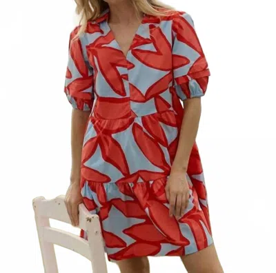 Southern Tide Piper Garden Glory Printed Short Sleeve Dress In Cerulean In Blue