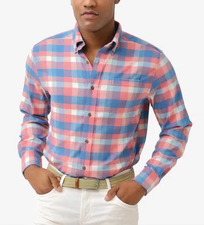 Southern Tide Radcliffe Plaid Intercoastal Flannel Sport Shirt In Rouge Red In Pink