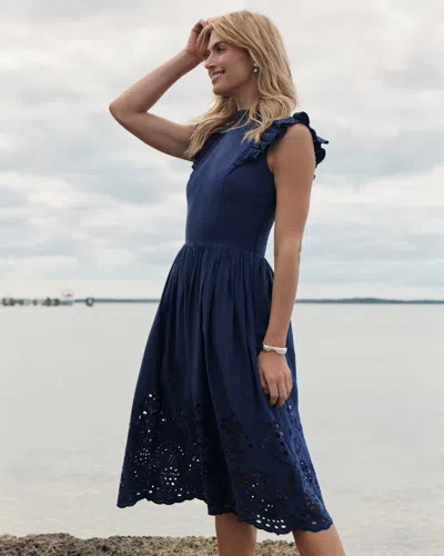 Southern Tide Rebekah Eyelet Midi Dress In Dress Blue