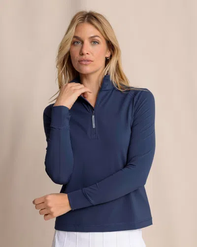 Southern Tide Runaround Quarter Zip In Dress Blue