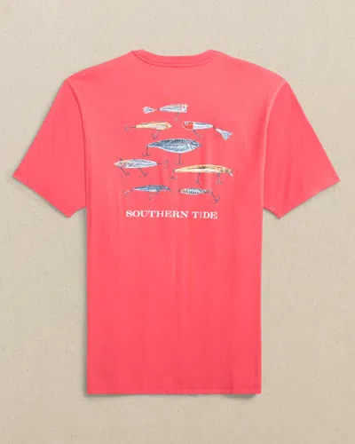 Southern Tide Saltwater Lures Short Sleeve T-shirt In Sunkist Coral