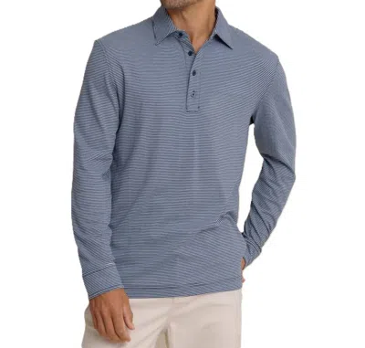 Southern Tide Sandy Cay Long Sleeve Knit Polo In Dress Blue In White