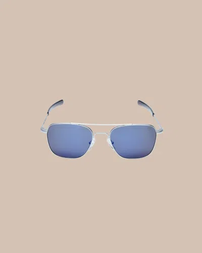 Southern Tide Santee Aviator Sunglasses In Matte Chrome Frame With Arctic Blue Nylon Lens
