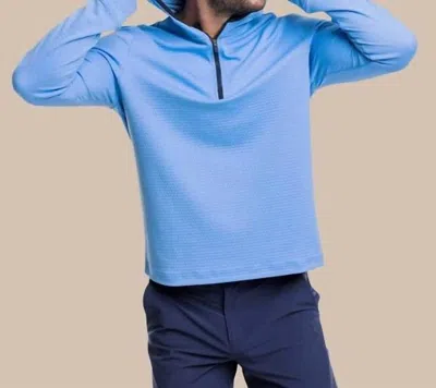 Southern Tide Scuttle Hoodie Performance Quarter Zip In Heather Boat Blue In Multi