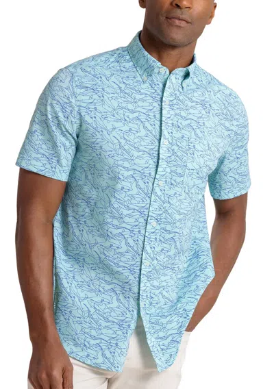 Southern Tide Shark Bait Brrr Intercoastal Short Sleeve Sport Shirt In Mint In Blue