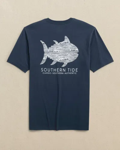 Southern Tide Ships And Seagulls Short Sleeve T-shirt In Dress Blue