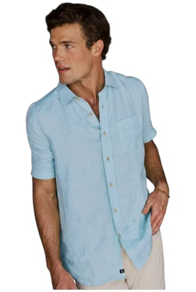 Southern Tide Short Sleeve Gulf View Sportshirt In Ocean Channel In Blue