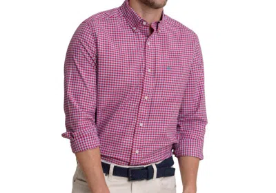 Southern Tide Silver Lake Plaid Skipjack Sportshirt In Grenadine Red In Pink