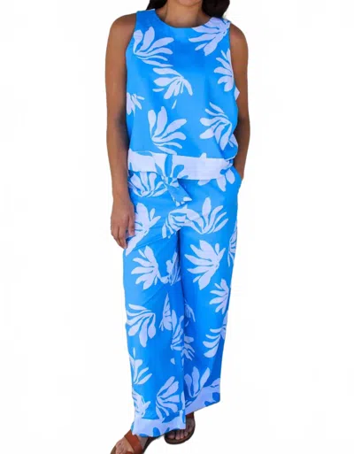 Southern Tide Simone Leafy Luxe Tank Top In Boat Blue