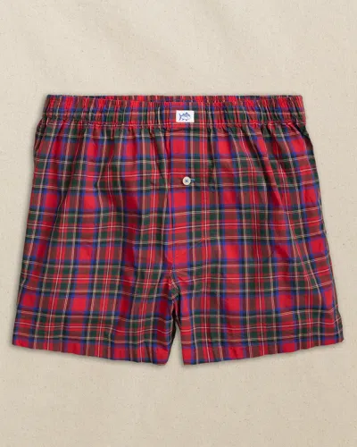 Southern Tide South Carolina Tartan Boxer In Crab Red