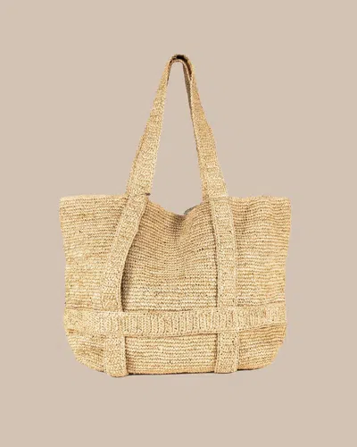Southern Tide Straw Traveler Tote In Brown